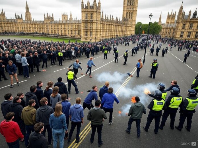 disturbios frente al parlamento británico en londres